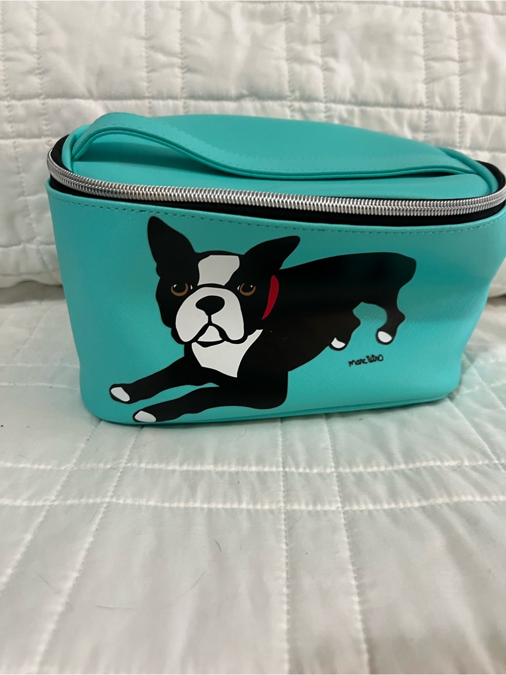 Turquoise Dog-Graphic Cosmetic Bag by Marc Tetro